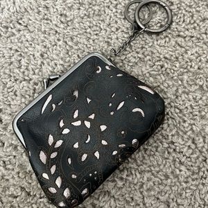 Patricia Nash Black Floral Leather Coin Purse Boho